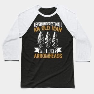 Arrowhead Hunter Old Grandpa Arrowhead Hunting Baseball T-Shirt